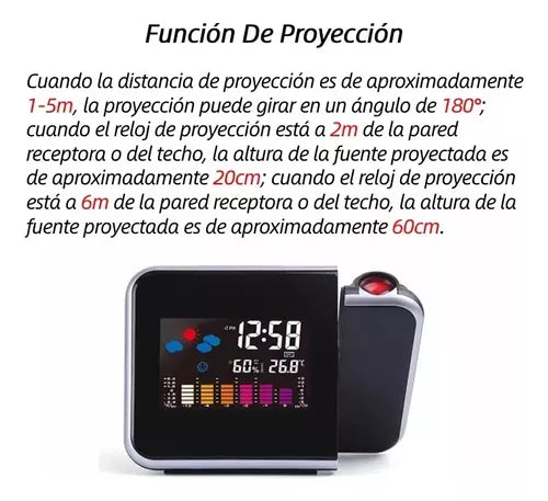“RELOJ PROYECTOR LED  DESPERTADOR TEMPERATURA CALENDARIO”