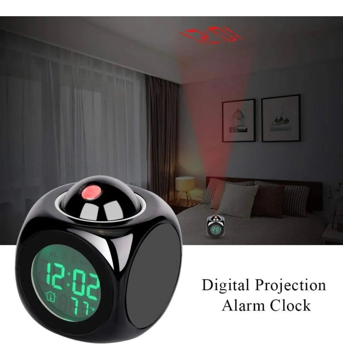 Reloj electrónico LCD multifuncional con proyección digital y despertador con pantalla