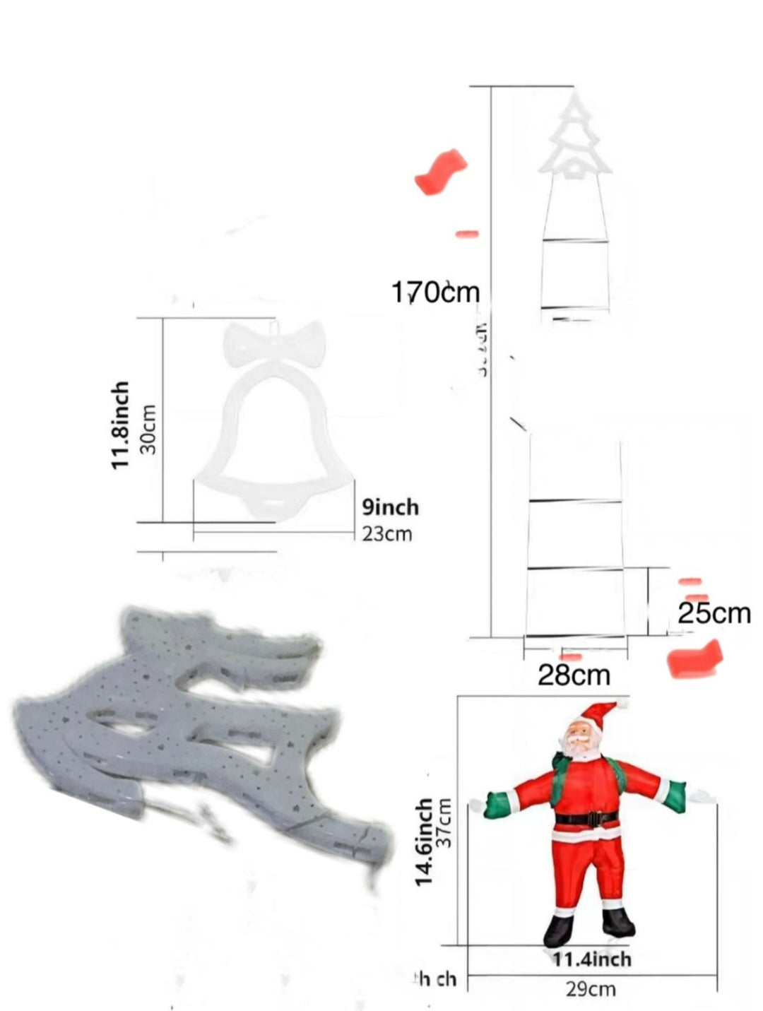 🎅 Escalera Navideña con Luces LED y Santa Trepando