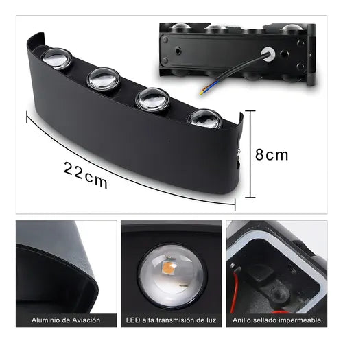 Lámpara de Pared LED de Foco 8 Para Interior Y Exterior