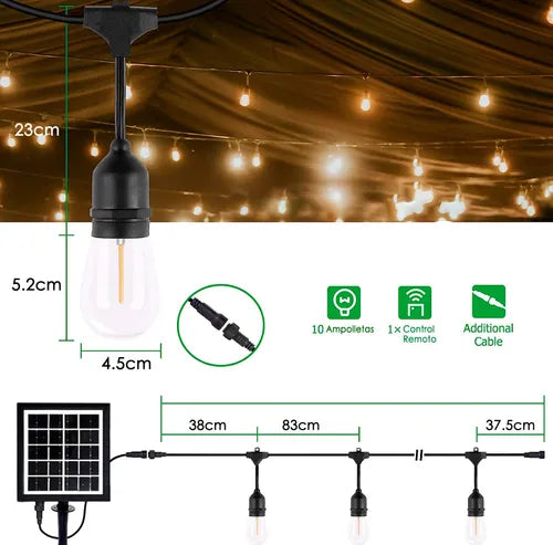 Guirnalda 10 Metros Panel Solar