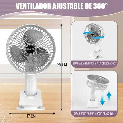 Ventilador de Escritorio con Pinza – Potente y Compacto